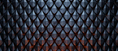 dragon scale texture. Dark abstract background. 3d illustration.