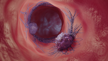 3d illustration of a cancer cell.The spread of the disease in the body. medical concept.の写真素材