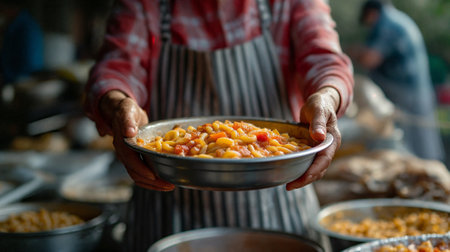 The concept of distributing food to people in need. AI Generativeの素材