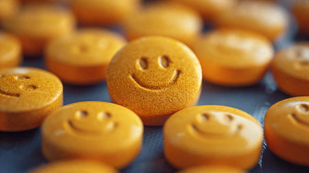 Smiley face pills. AI Generativeの素材