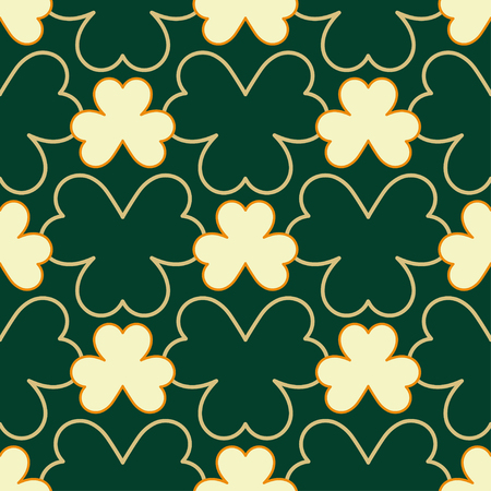 Happy St. Patrick's Day background. Seamless pattern with decorative clover leaves. Repeating pattern with lucky shamrock.のイラスト素材