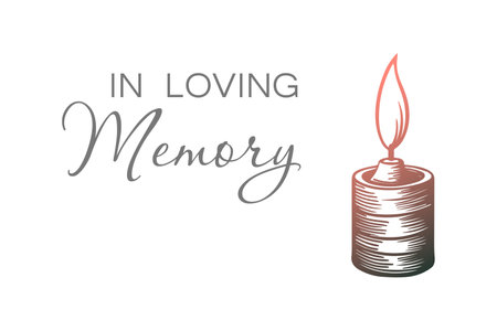 memorial candle. In loving memory. funeral card template. vector illustration.のイラスト素材