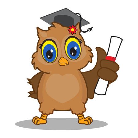 Cute Owl Cartoon Mascotのイラスト素材