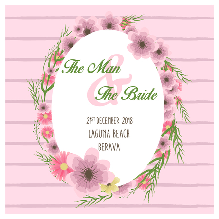 Floral Border Decoration for Wedding Invitationのイラスト素材