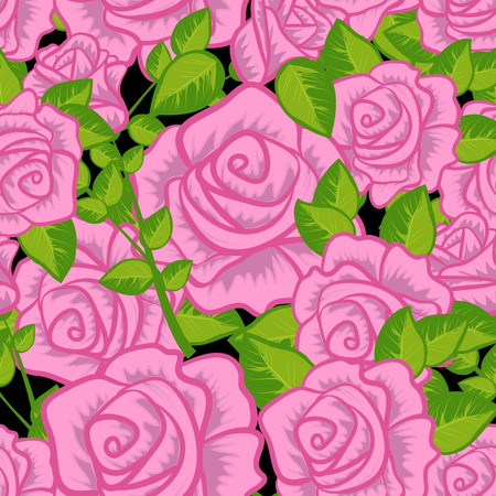 Seamless Pattern Summer Floral Design With Beautiful Flower and other vegetation and plantationのイラスト素材