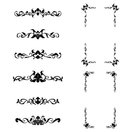 Set of Classic Flourish Ornament Frame Vintage Border Art Decorativeのイラスト素材