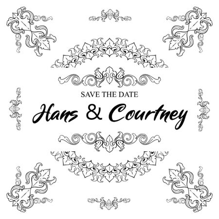 Set of Classic Flourish Ornament Frame Vintage Border Art Decorativeのイラスト素材