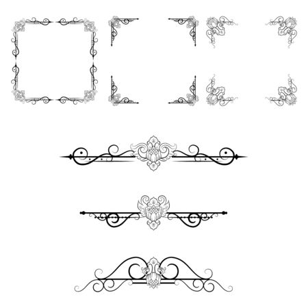 Ornaments frames Separator elements for Classic Vintage Wedding Invitation great for Wedding Card Designのイラスト素材