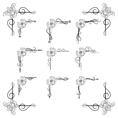 Ornaments frames Separator elements for Classic Vintage Wedding Invitation great for Wedding Card Designのイラスト素材