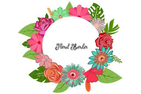 Floral Design Border Ornament For Wedding Invitation or Name Badge Designのイラスト素材