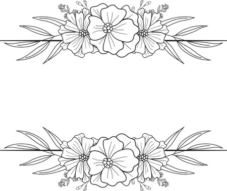 Bohemian Floral Save The Date Cards Lineart Draw Onecolor Hand drawing rustic vintageのイラスト素材