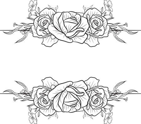 Hand Drawn Lineart Floral Save The Date Cards Draw Onecolor rustic vintageのイラスト素材