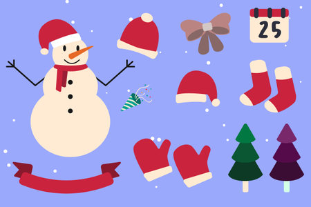 Christmas Decoration Ornament. colorful christmas ornament collection in hand drawn style designのイラスト素材
