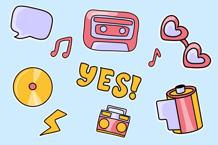 Grab up this classic good vibes sticker. It totally embodies, the retro beach vibes. This is for all the positive, fun, loving, chill, and happy people out there. You probably love sunsets and the beach. Give yourself some style with this rad and colorfulのイラスト素材