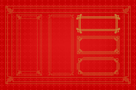 Art deco frame on red background. Template for laser cutting. Vector illustration.のイラスト素材