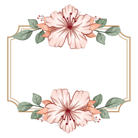 Decorative Floral Foliage Ornament for Wedding Invitations features intricate and delicately designed floral patterns and foliage, creating an elegant and romantic touch. These ornamental elements are crafted to enhance the aesthetics of wedding invitations, providing a graceful and timeless backdrop. The floral motifs often include blossoms, leaves, and vines, contributing to a sense of natural beauty and celebration. This decorative ornament adds a touch of sophistication and charm to wedding stationery, setting a visually pleasing tone that complements the joyous occasion of a wedding celebration.のイラスト素材