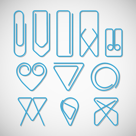 Blue paper clips isolated on white backgroundのイラスト素材