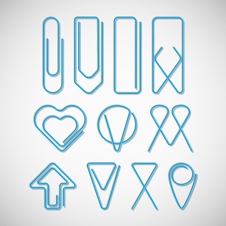 Blue paper clips isolated on white backgroundのイラスト素材