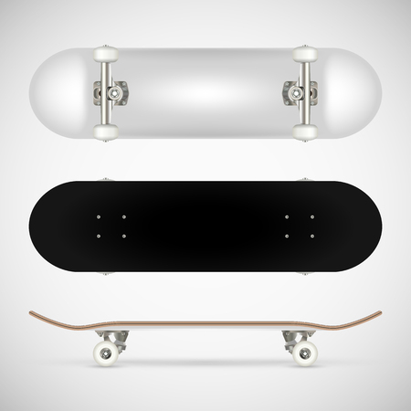 Realistic blank skateboard template - whiteのイラスト素材