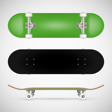 Realistic blank skateboard template - greenのイラスト素材