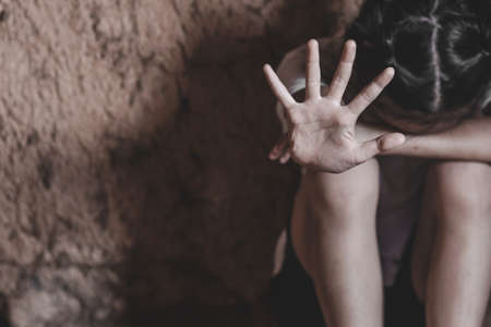 traumatized children concept. stop violence and abused children.