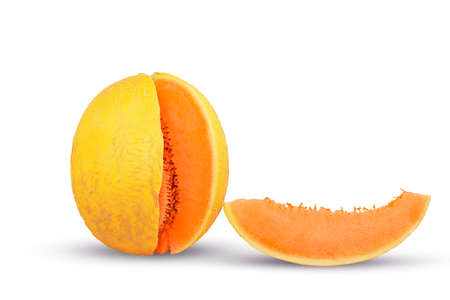 Fresh Organic Muskmelon isolated on white background.Sweet and good smell fruit.