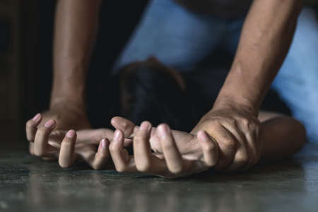 Image for rape and sexual abuse concept.Sexual abuse is a problem or Social issues concept. male...
