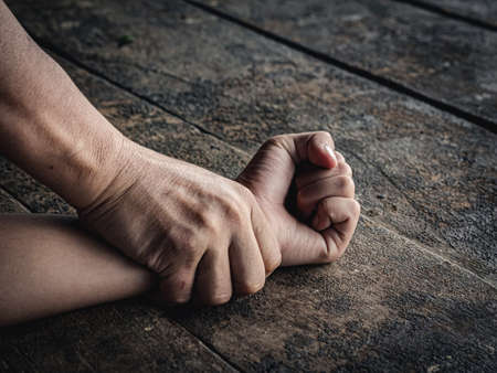 Hands for rape and sexual abuse concept.Sexual abuse is a problem or Social issues concept. Man's...