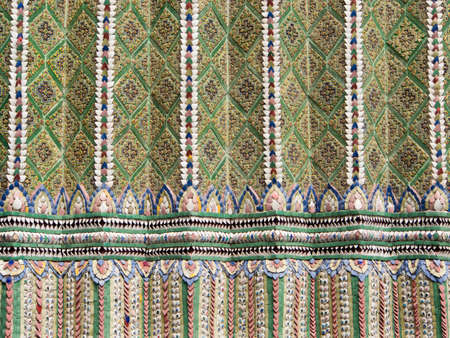 ceramic shell wall of church in the emerald buddha temple