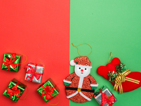 Christmas decoration background over bcolour background, above view with copy space for text .top view composition.の写真素材