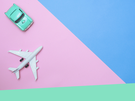 Travel around the world for your colourful life .Enjoy the funny trip journey .Top view for copy space some idea your create destination .object  cute .の写真素材