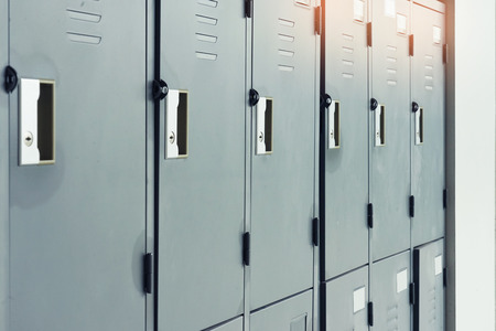 Close Up Of Student Lockers In High School.の写真素材