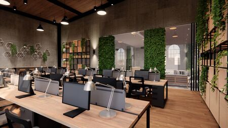 Interior Empty Modern Loft Office open space modern office footage.Modern open concept Lobby and...