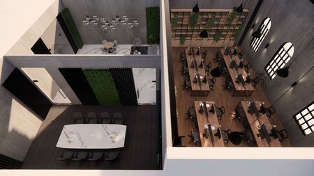 Interior Empty Modern Loft Office open space modern office footage.Modern open concept Lobby and...