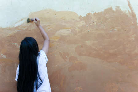 Abstract hand for girl painted brush lines for background.の写真素材