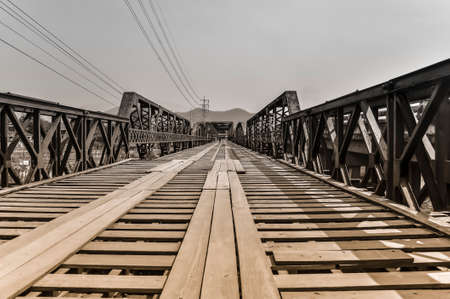 Ancient bridge in Pai Mae Hong Son province Thailand.の写真素材