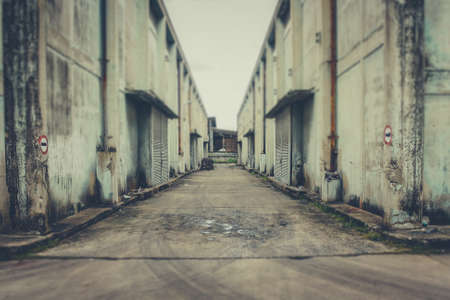 Exterior an abandoned warehouse building in Bangkok Thailand.の写真素材