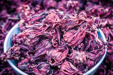 Close-Up View Of Dried Roselle On A Cup.の写真素材