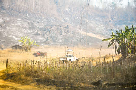 Pai, Mae Hong Son, Thailand - March 5, 2012: Trace Of Tropical Forest Fire Alarming And Dangerous.のeditorial素材