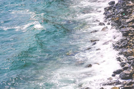 Magnificent Scenery Of A Coast At Sunlight With Motion Of A Gentle Wave.