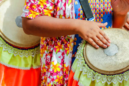 Parade Instrument Of Tom-Tom In Rural Thailand.の写真素材