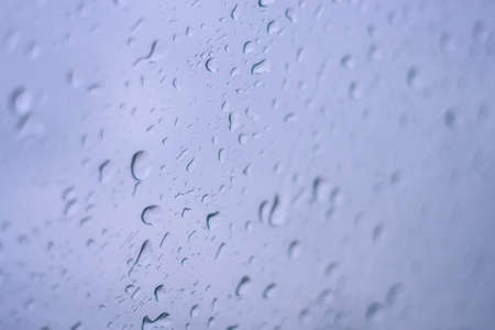 Rain Drops On Clear Window In Rain Weather.の写真素材