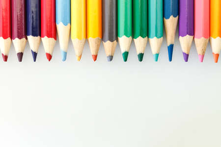Colorful Multi-Color Of Pencil Isolated On White Background.
