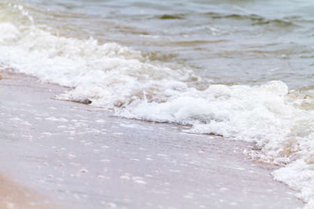 Magnificent Scenery Of Sandy Beach At Motion Of A Gentle Wave.