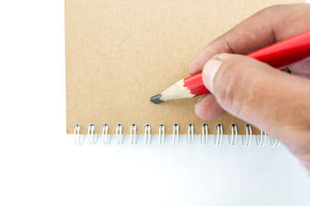 Blank Stationery Book And Red Pencil Isolated On White.
