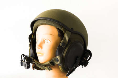 Protective Helmet Of Soldier Against The Tank Isolated On White Background.の写真素材