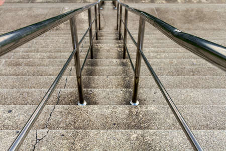 Railing And Stairs With Handrails Chromium Stainless Steel.の写真素材
