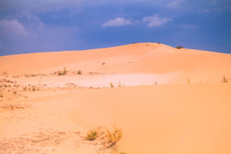 Sunny Day With Blue Sky And Clouds On Sand Dune (White Desert) At Mui Ne Vietnam.の写真素材