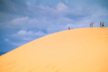 Mui Ne, Vietnam - May 26, 2017: Unidentified People In Sunny Day With Blue Sky On Sand Dune (White Desert) In Mui Ne Vietnam.のeditorial素材