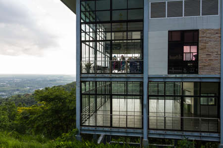 Modern Architecture Building Exterior Design With Glass And Steel.のeditorial素材